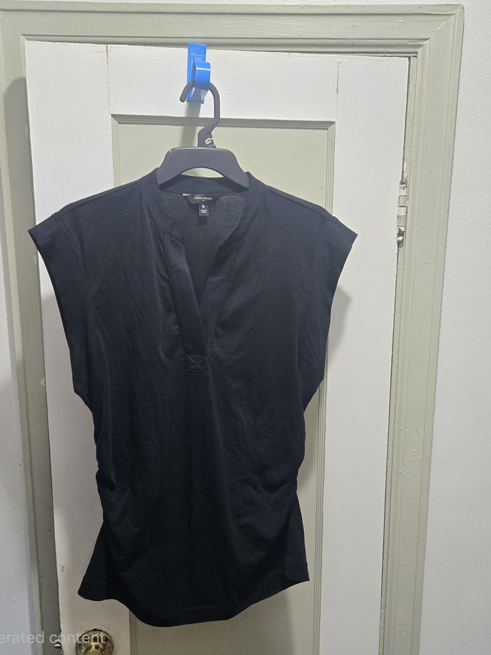 Banana Republic Women's Black Cap-Sleeve V-Neck Blouse
